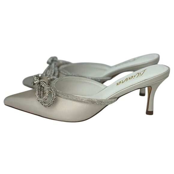 LILIANA / Romantiq 1 / Elegant / Satin /  Pointed-Toe Heels / With Rhinestone Bo - Picture 2 of 8
